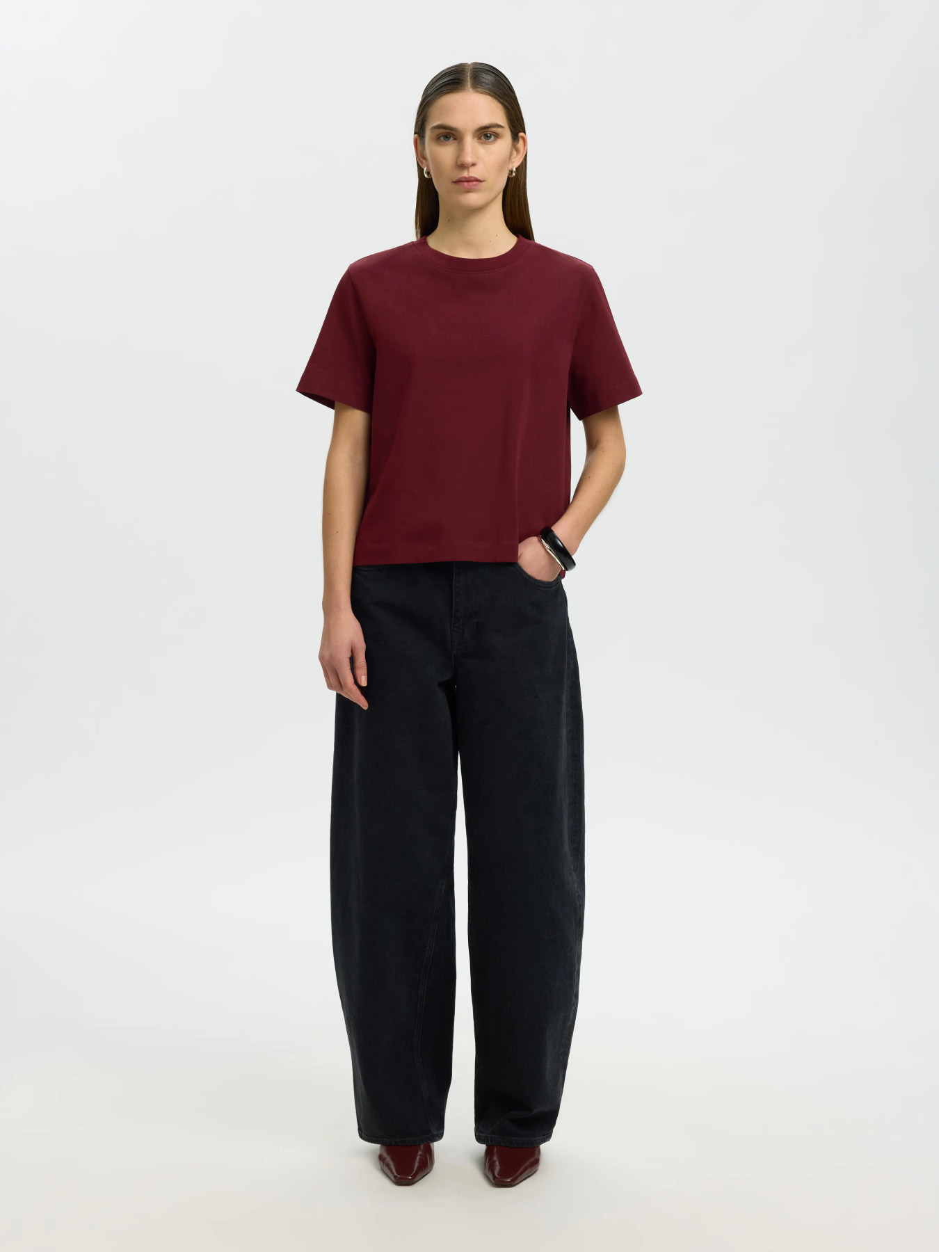 SLWESSENTIAL SS BOXY TEE NOOS Tawny Port - 4