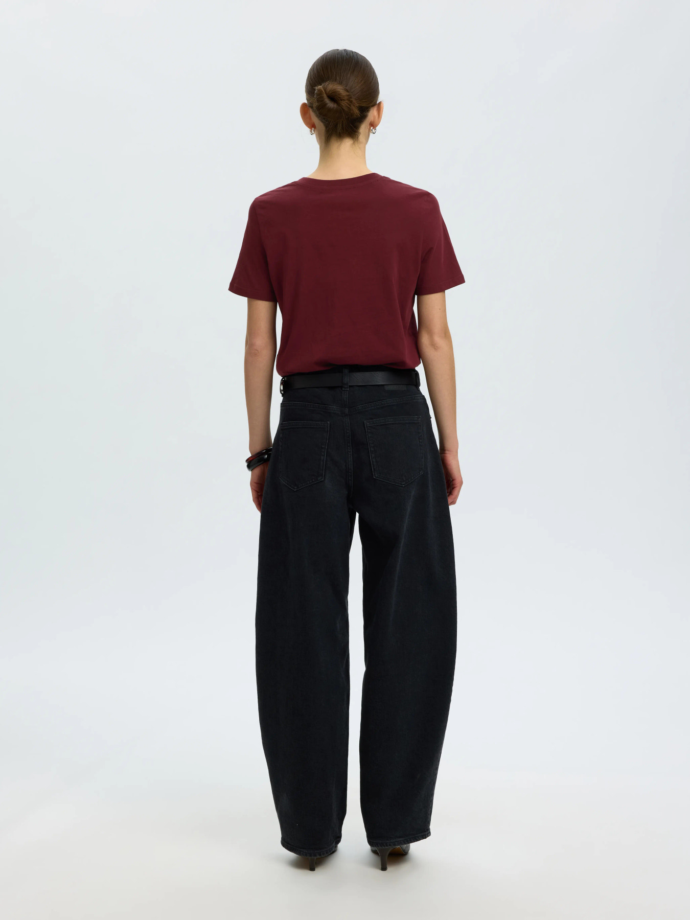 SLWESSENTIAL SS V-NECK TEE NOOS Tawny Port - 6