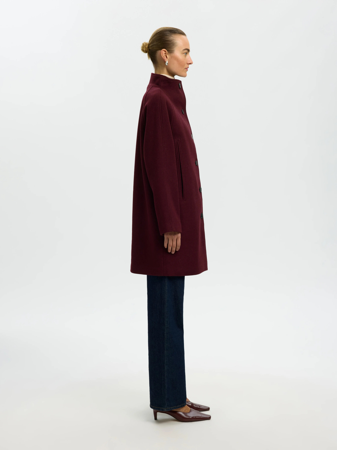 SLWZIA-VINNI WOOL BLEND COAT NOOS Tawny Port MELANGE - 5