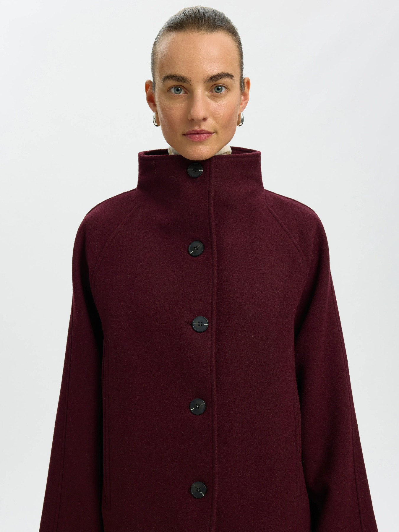 SLWZIA-VINNI WOOL BLEND COAT NOOS Tawny Port MELANGE - 2