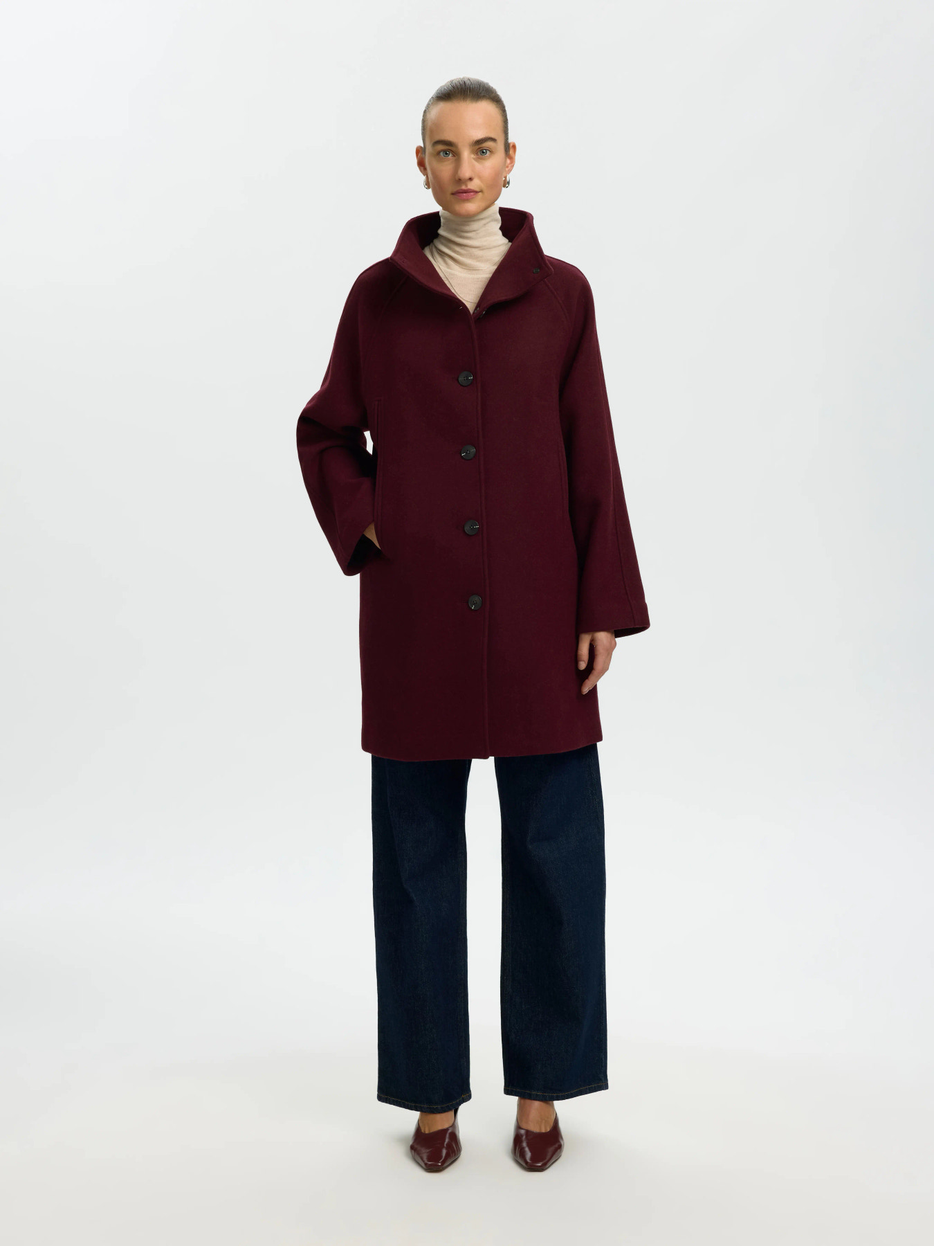 SLWZIA-VINNI WOOL BLEND COAT NOOS Tawny Port MELANGE - 3