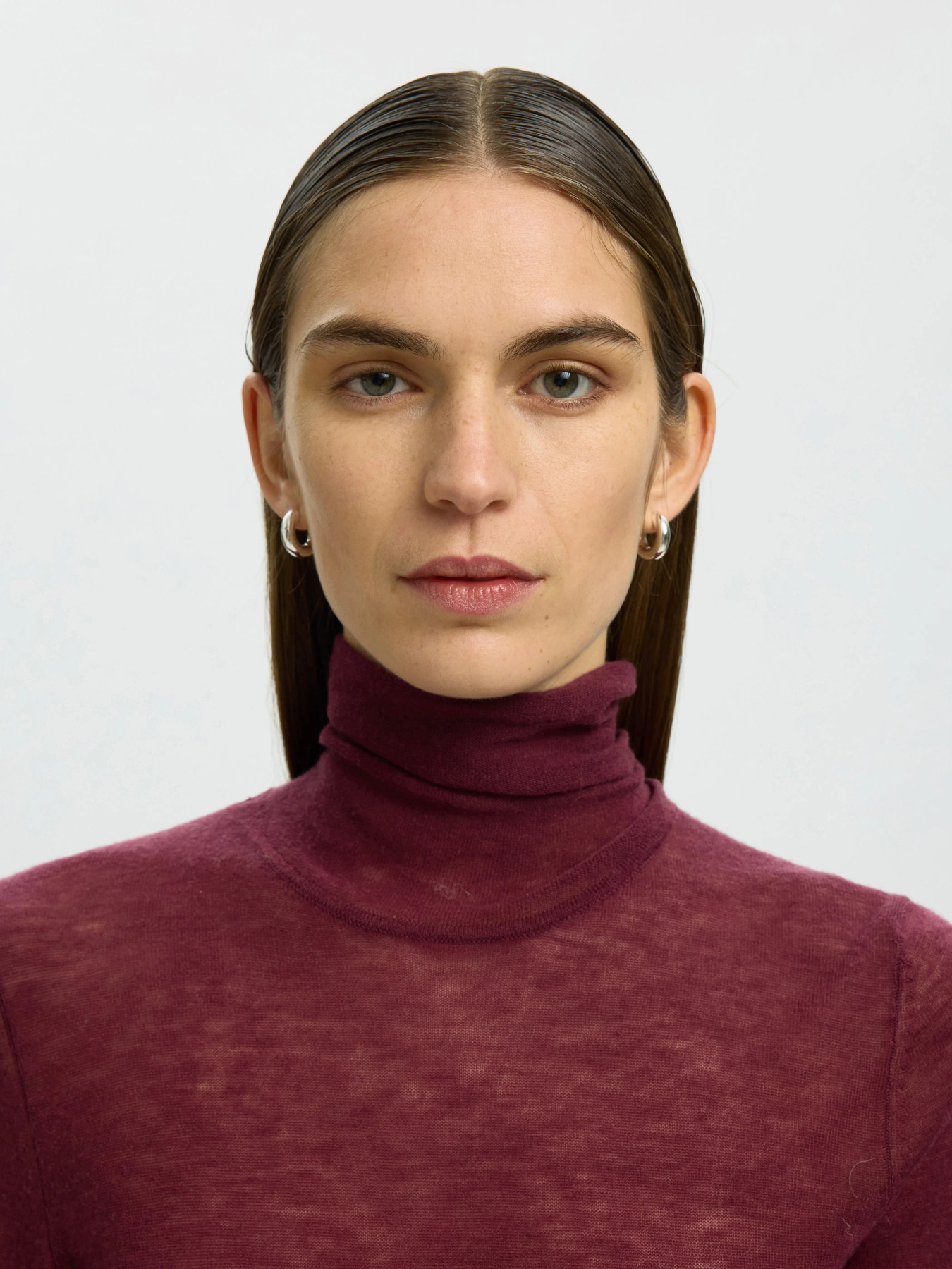 SLWVENDY WOOL LS KNIT ROLL NECK NOOS Tawny Port - 3