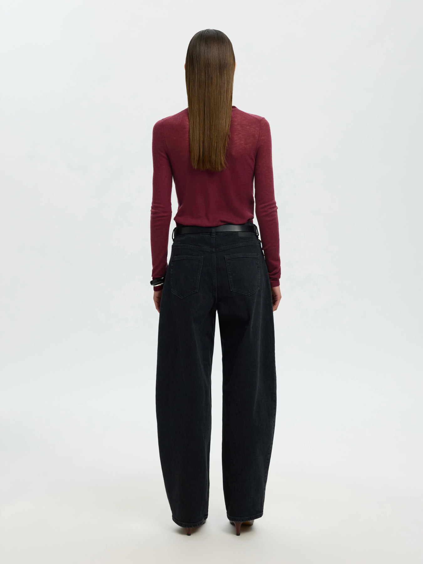 SLWVENDY WOOL LS KNIT ROLL NECK NOOS Tawny Port - 5