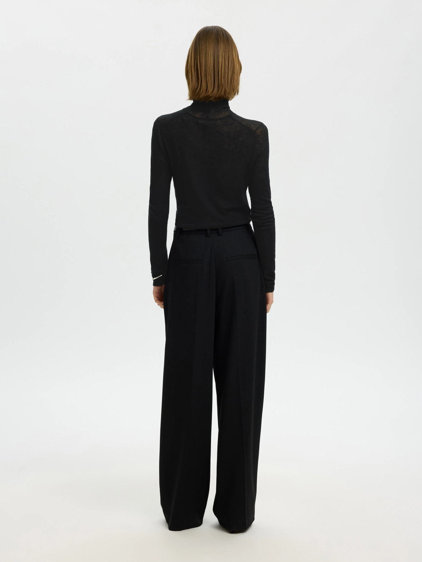 SLWVENDY WOOL LS KNIT ROLL NECK NOOS Black - 7