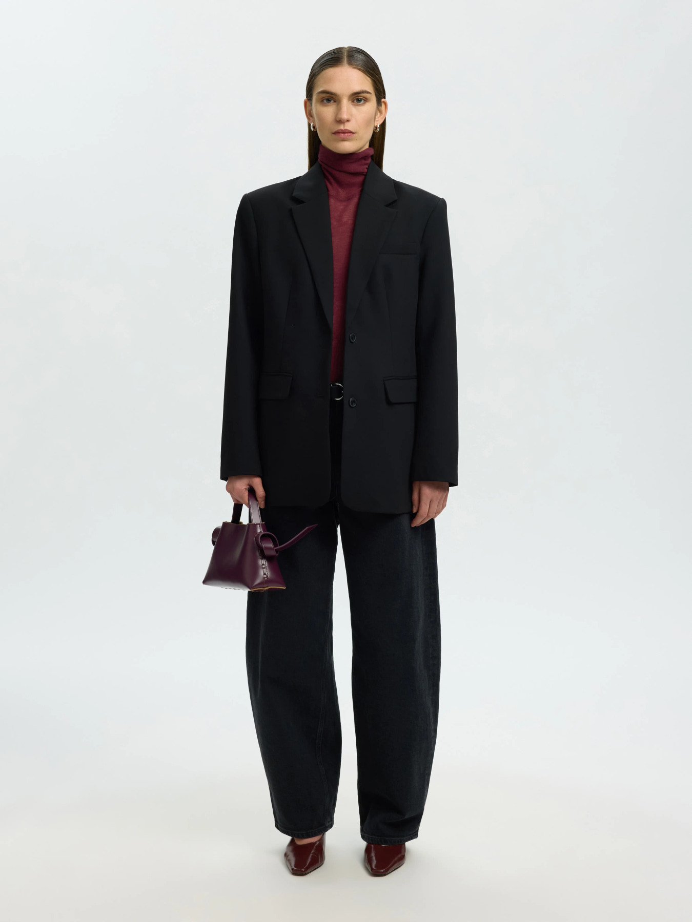 SLWVENDY WOOL LS KNIT ROLL NECK NOOS Black - 5