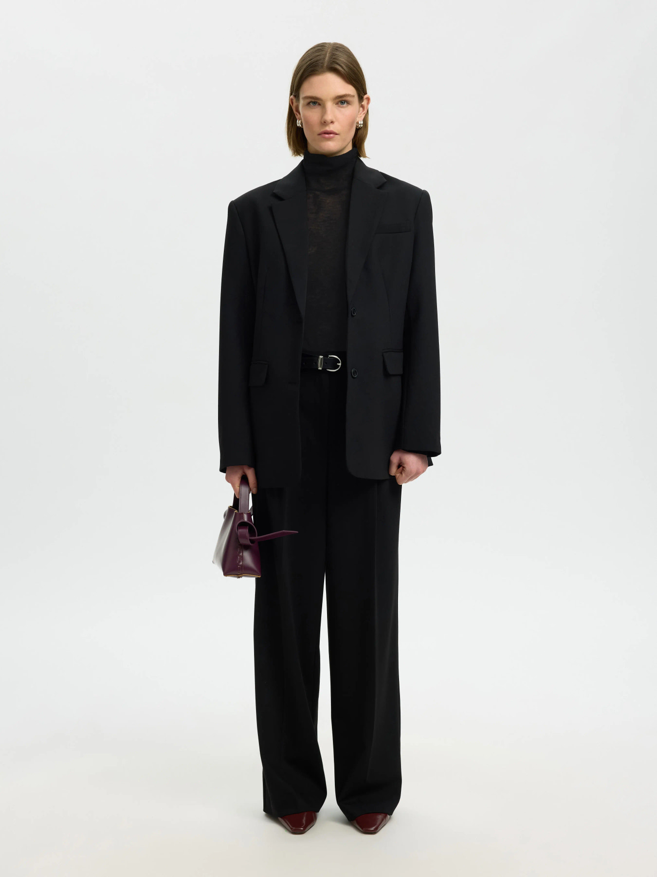 SLWVENDY WOOL LS KNIT ROLL NECK NOOS Black - 6