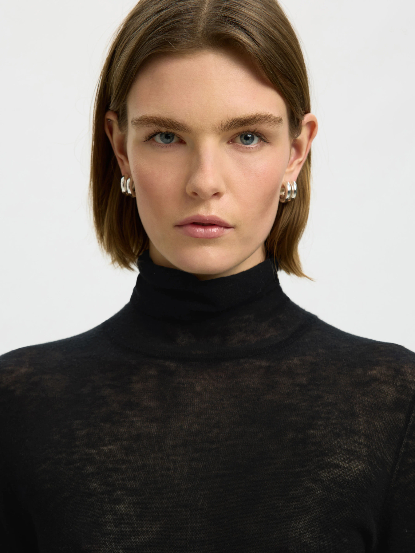 SLWVENDY WOOL LS KNIT ROLL NECK NOOS Black - 3