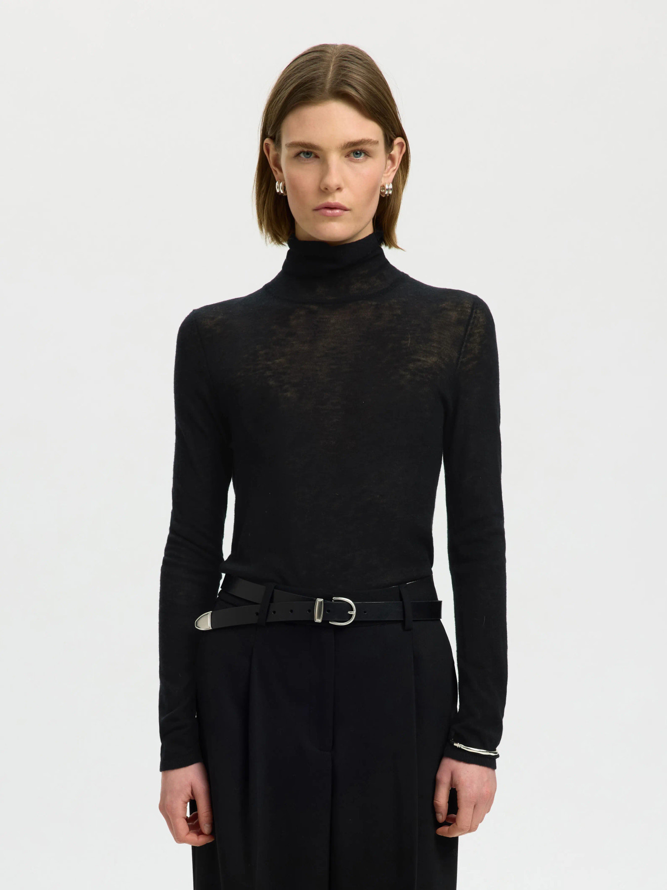 SLWVENDY WOOL LS KNIT ROLL NECK NOOS Black - 2