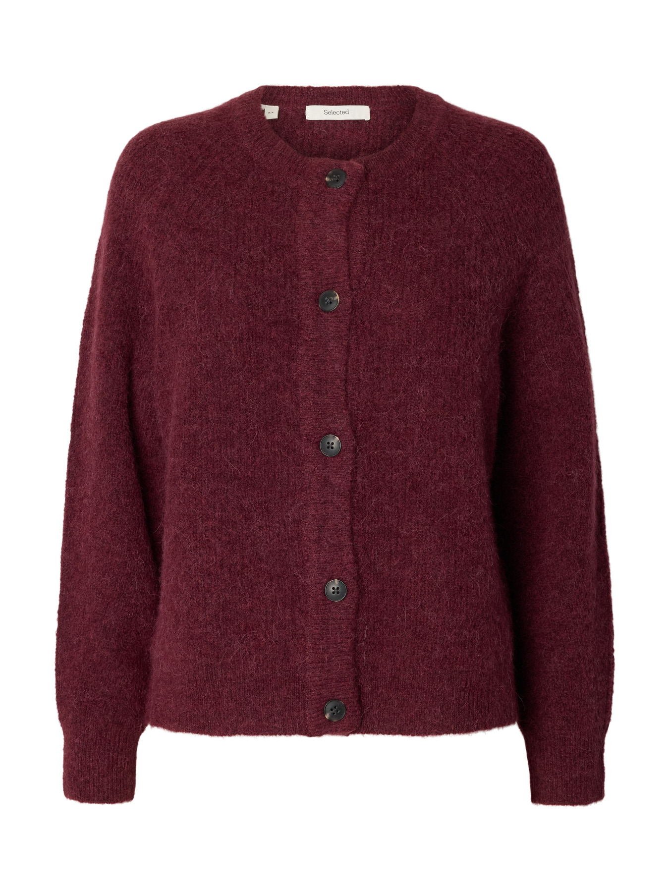 SLWLULU LS KNIT SHORT CARDIGAN NOOS Tawny Port MELANGE