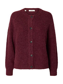 SLWLULU LS KNIT SHORT CARDIGAN NOOS Tawny Port MELANGE
