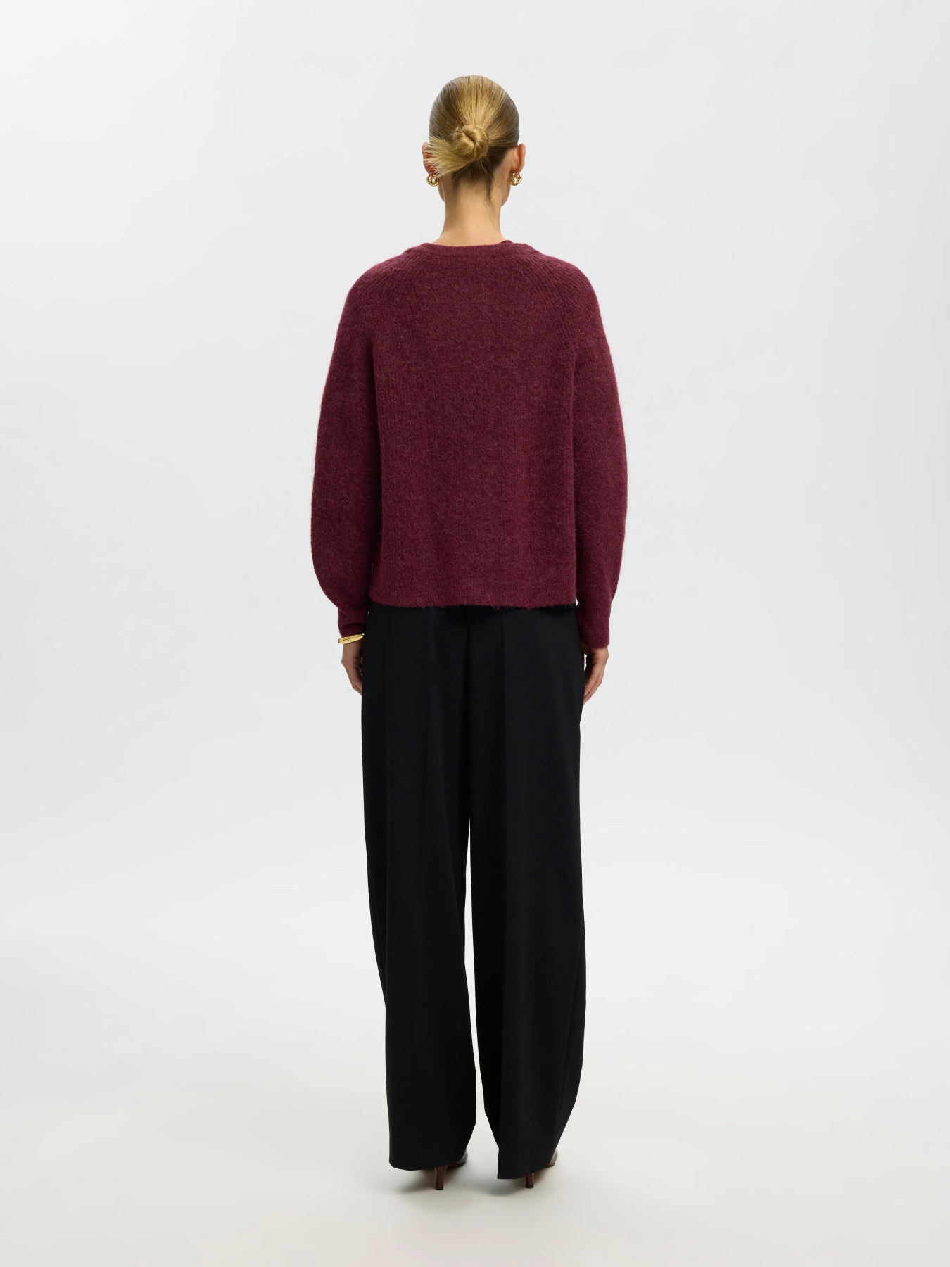SLWLULU LS KNIT SHORT CARDIGAN NOOS Tawny Port MELANGE - 6