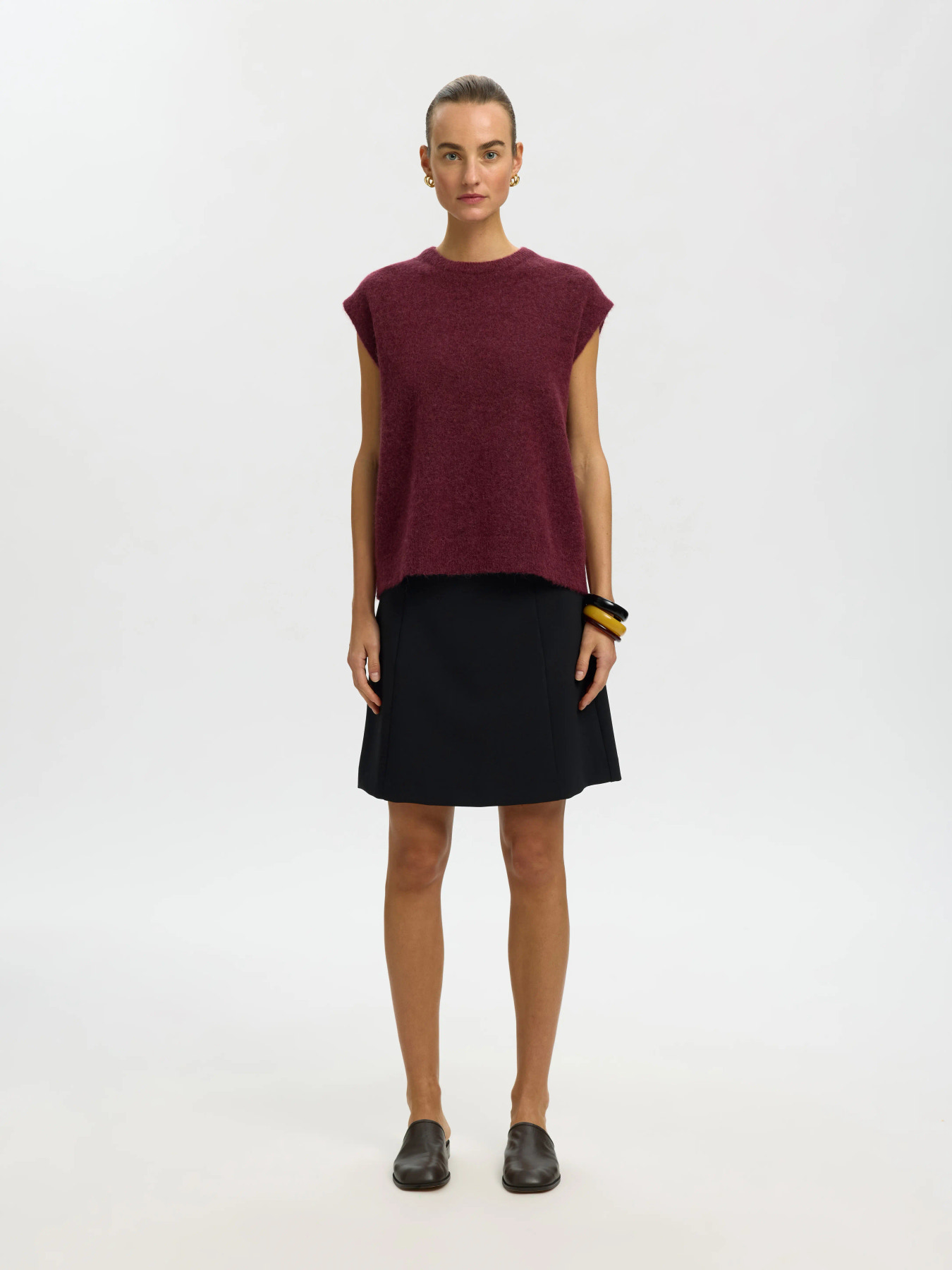 SLWLULU SL KNIT VEST NOOS Tawny Port MELANGE - 5