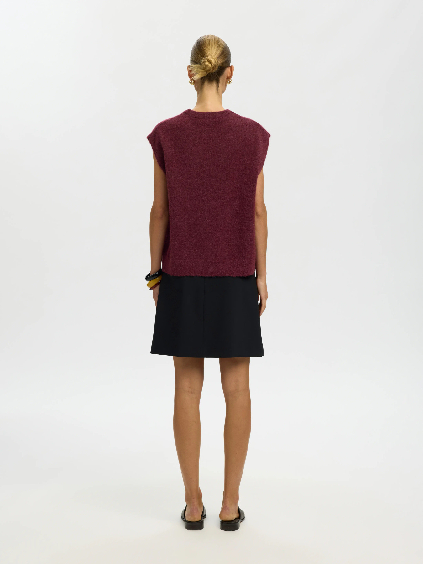SLWLULU SL KNIT VEST NOOS Tawny Port MELANGE - 6