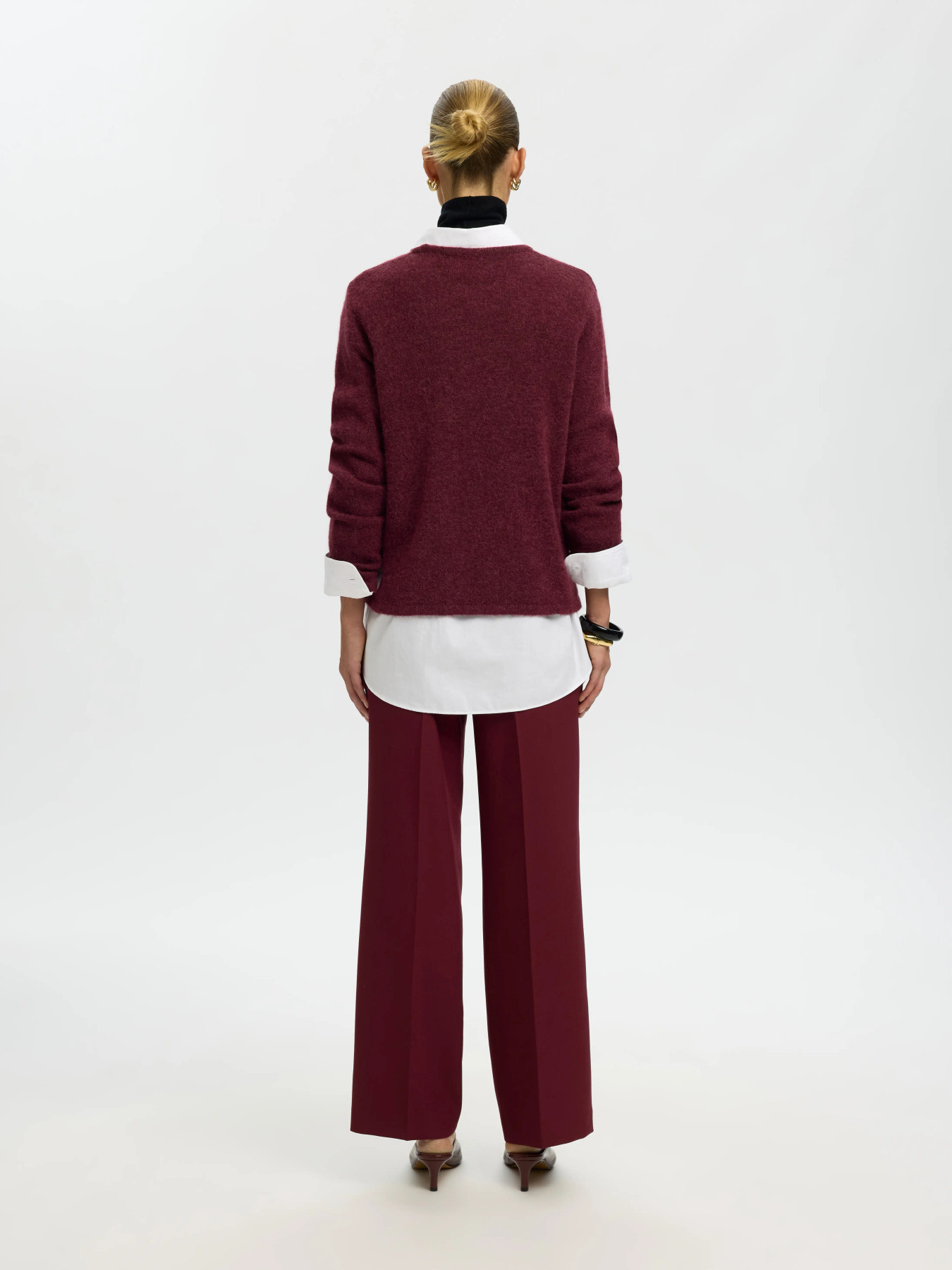 SLWLULU NEW LS KNIT O-NECK NOOS Tawny Port MELANGE - 6