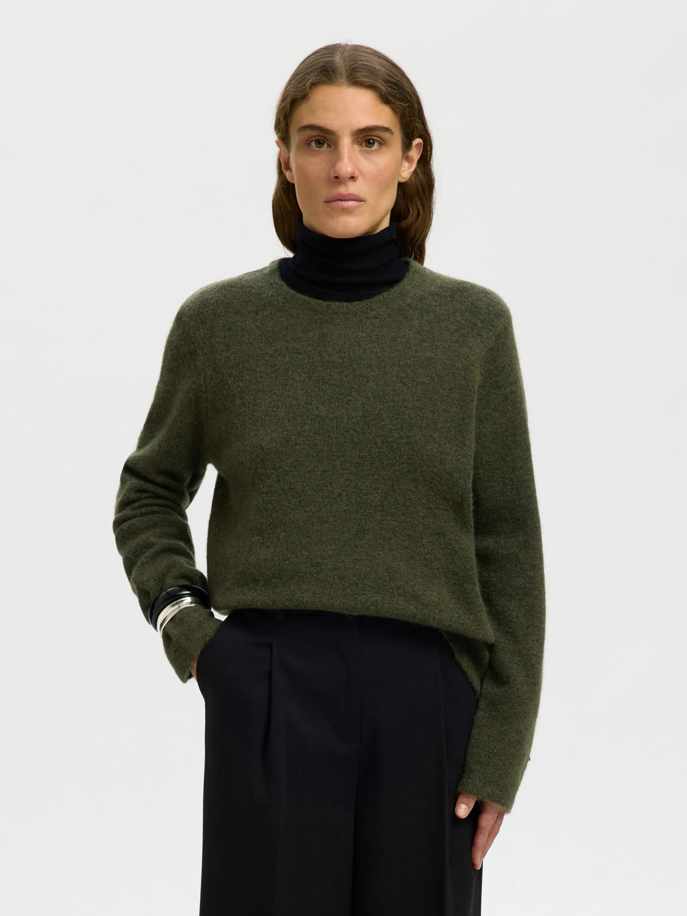 SLWLULU NEW LS KNIT O-NECK NOOS Kalamata MELANGE - 5