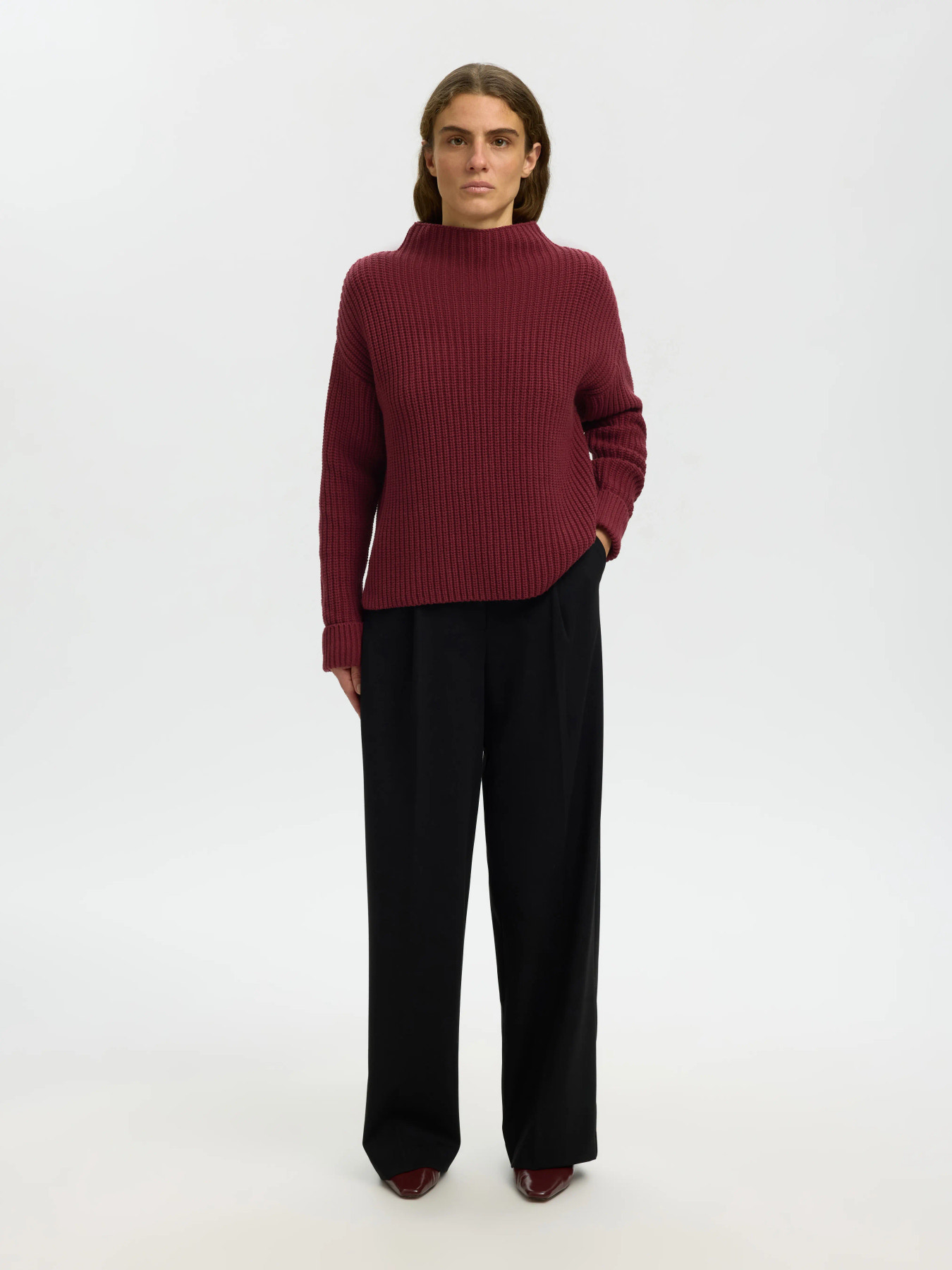 SLWSELMA SUS LS KNIT PULLOVER NOOS Tawny Port - 4