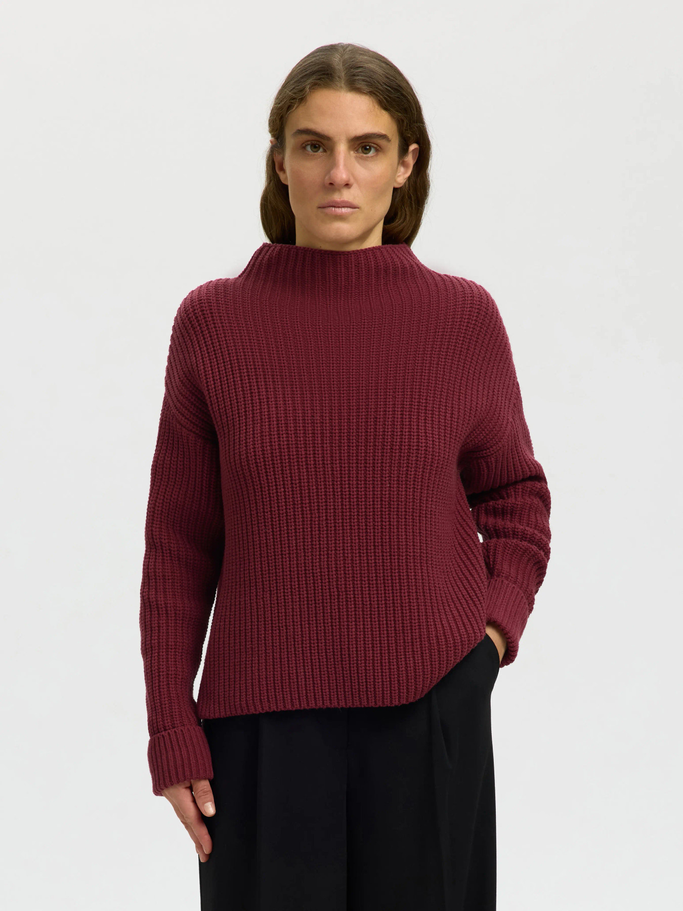 SLWSELMA SUS LS KNIT PULLOVER NOOS Tawny Port - 2