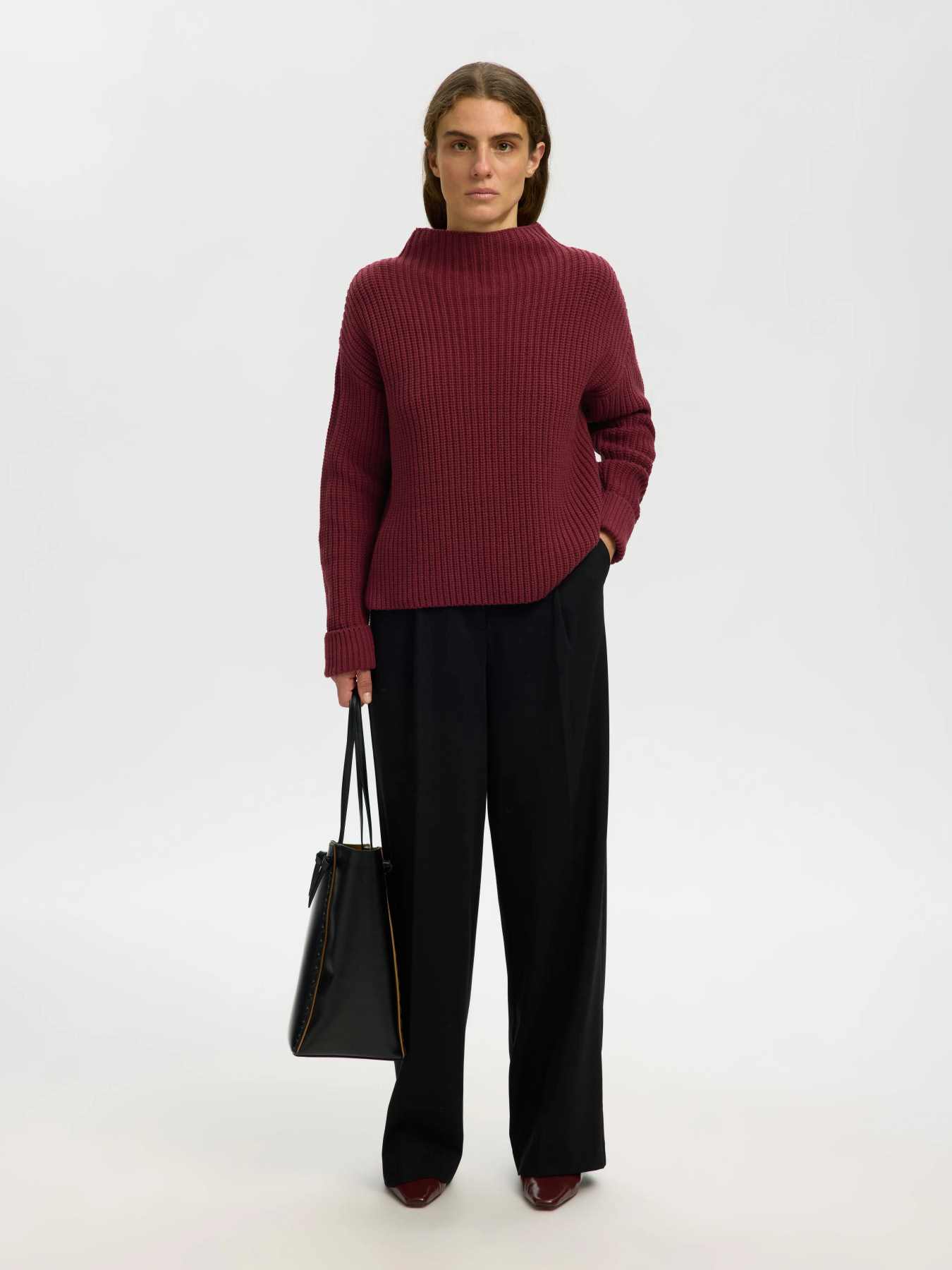SLWSELMA SUS LS KNIT PULLOVER NOOS Tawny Port - 5