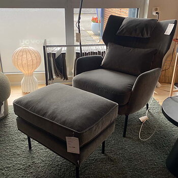 Alex Fåtölj + Fotpall (Velvy 8 Dark grey) - Designfynd/Skyltex* - Sits