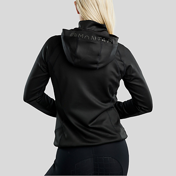 MONTAR MOBLAIR FULL ZIP SOFTSHELL GUN METAL CRYSTAL LOGO - BLACK
