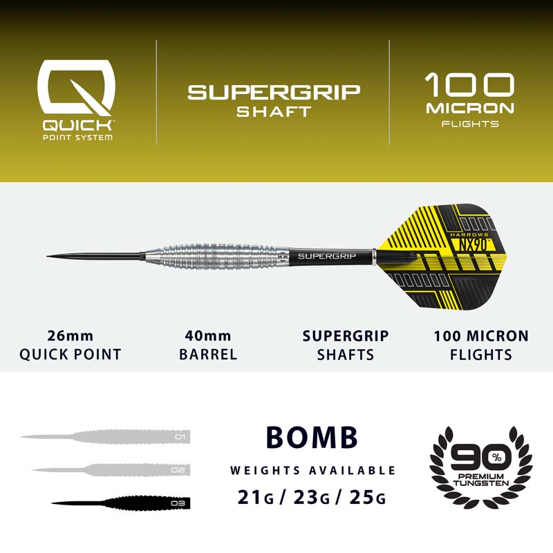 Harrows NX90 Bomb Quick Point 90% 21g - 4