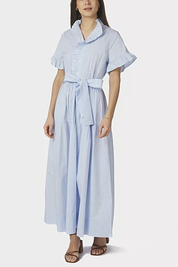 Neo Noir  - Nellie Soft Stripe Dress Light Blue