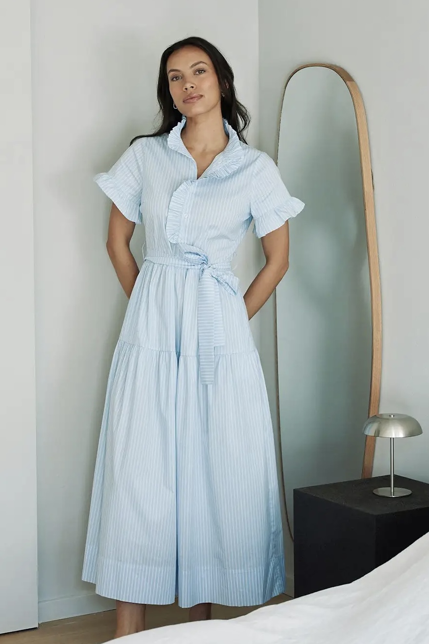 Neo Noir  - Nellie Soft Stripe Dress Light Blue - 7