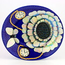 Birger Kaipiainen (Florence 1984) Blue Oval Plate with Pearls 25 cm (2)