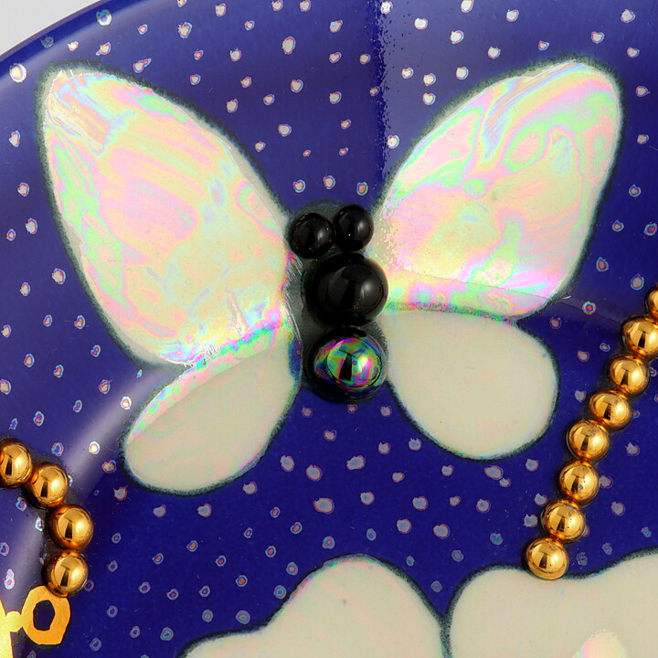 Birger Kaipiainen (Florence 1984) Blue Oval Plate with Pearls 25 cm (2)