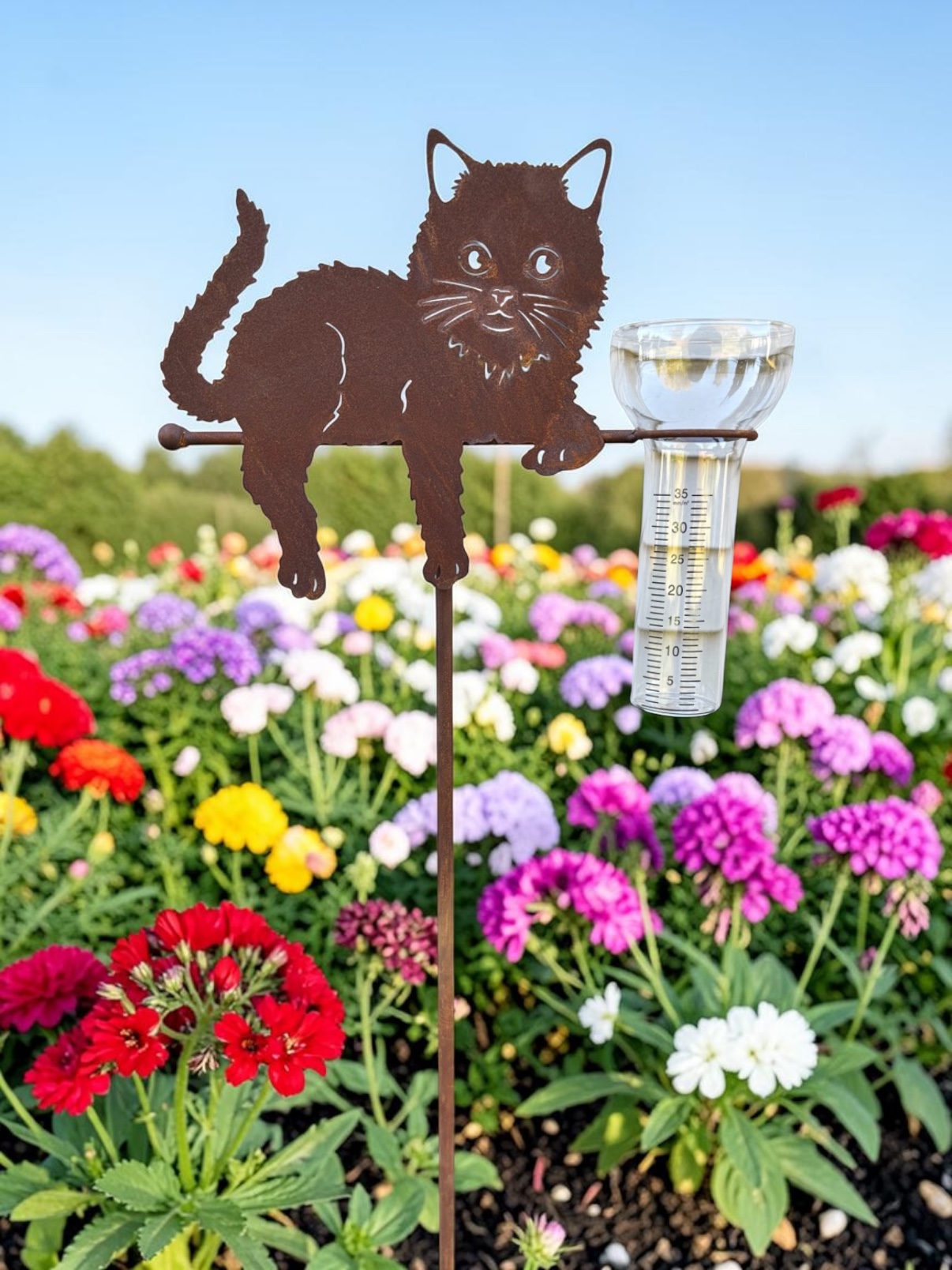 Rain gauge - Cat - Rust - 112x20 cm