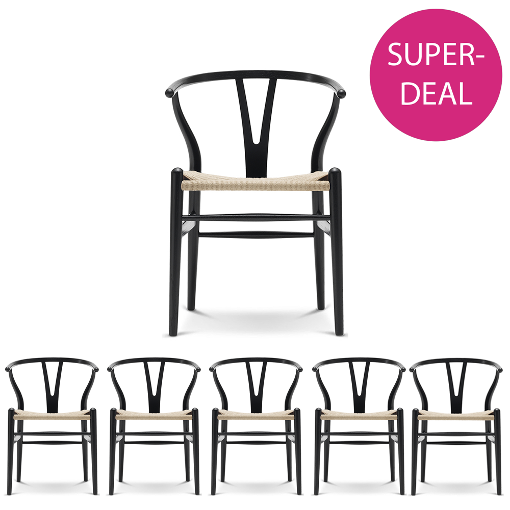 CH24 Y-Stol (Superdeal - Volympris/st vid köp av 6st) Svart Bok  - Carl Hansen & Søn