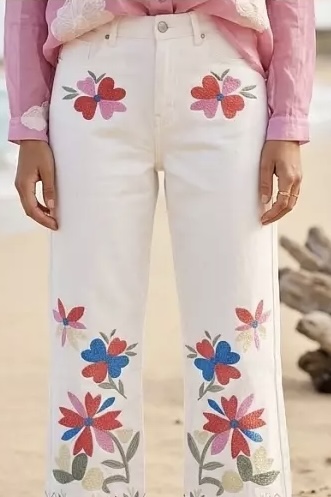 Qnuz - Boheme Jeans w Embrodery White - 3