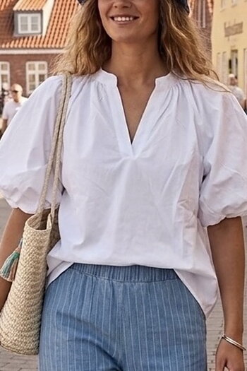 Qnuz - Blouse w Ballon Sleeves White