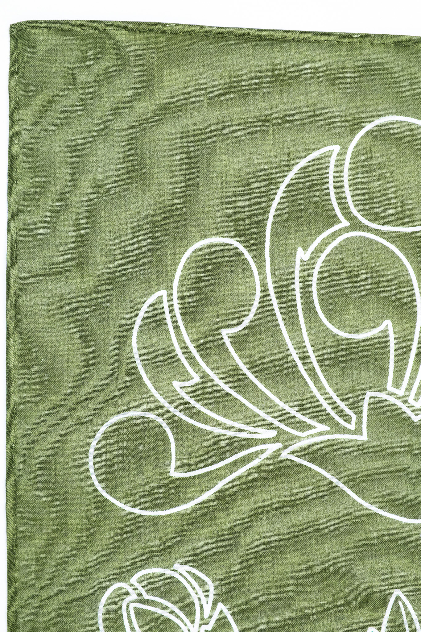 Kobashi Studio - Japanese Chrysanthemum Bandana Olive Green “Miru-Iro” - 5