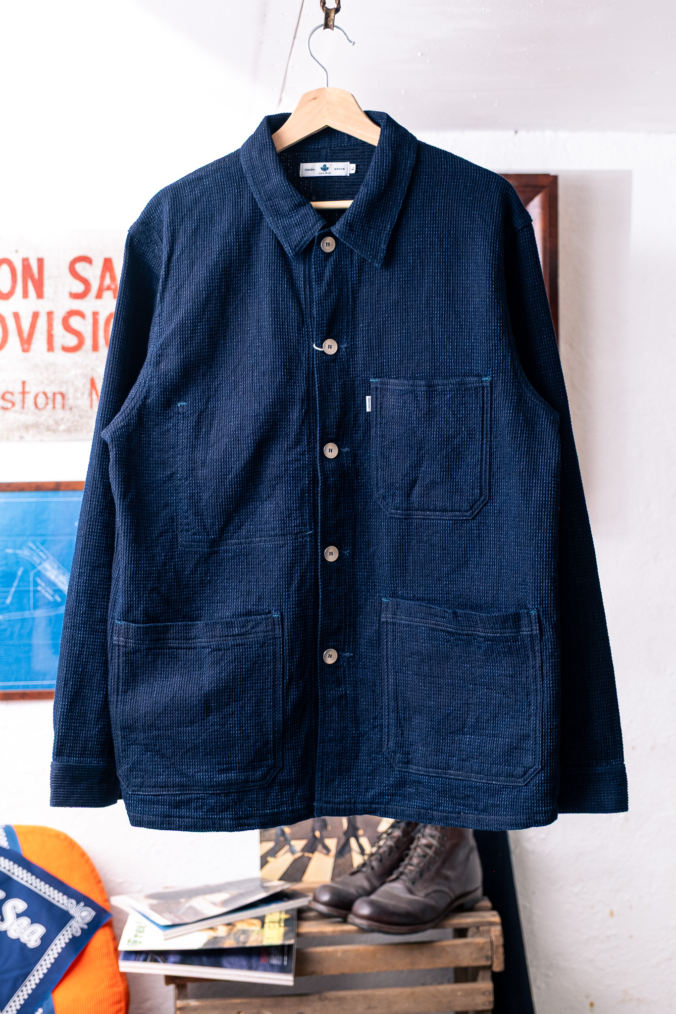 Omoto Denim - 3750 12oz Cube Sashiko Denim Chore Jacket - Göteborg
