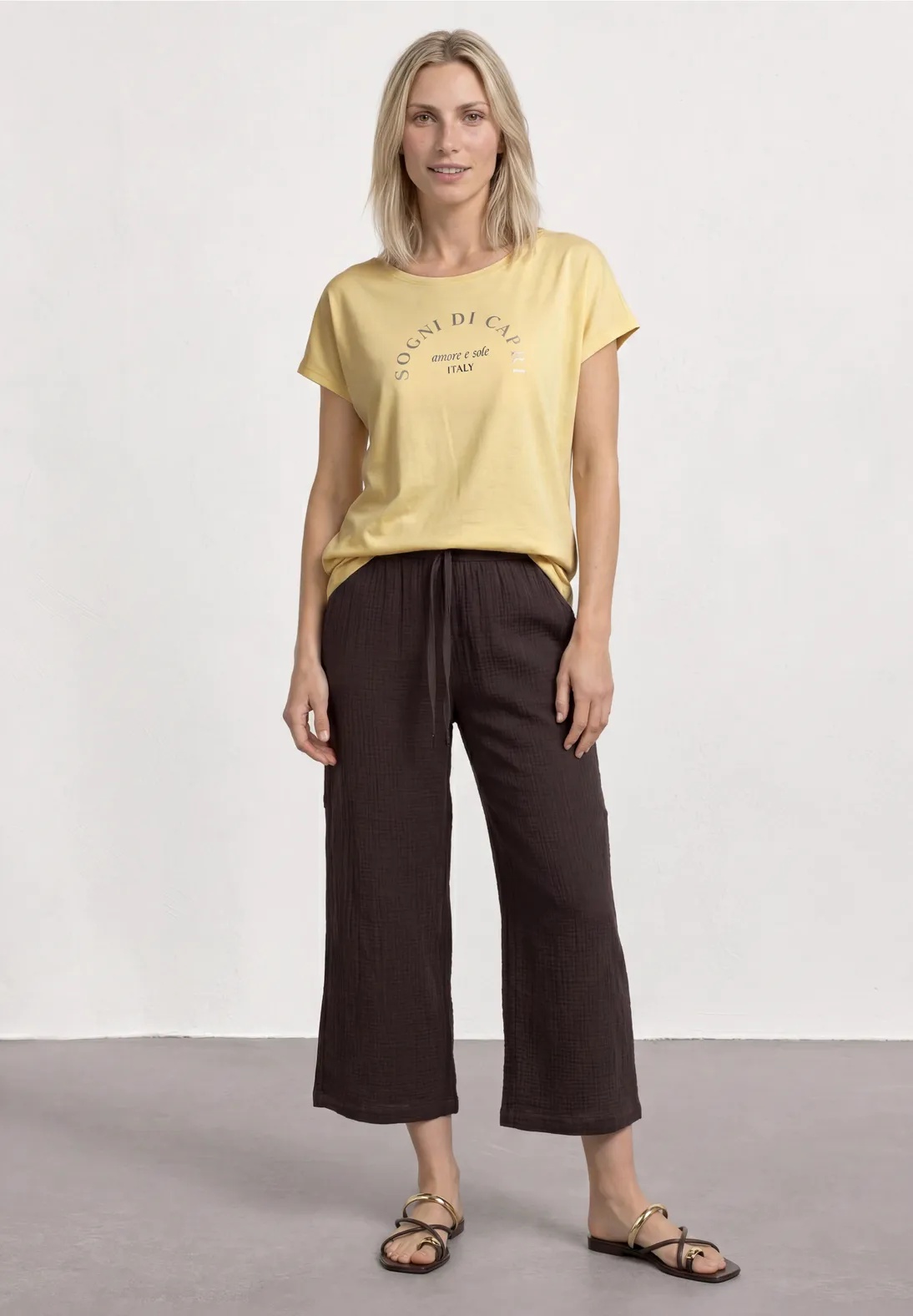 EOS Foil Partprint Shirt - Soft Yellow -Street One