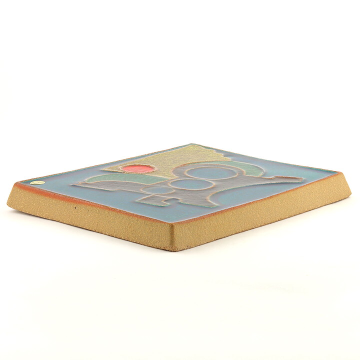 Josef Simon (1960s) Colorful Wall Plaque with Horse Motif 33 cm