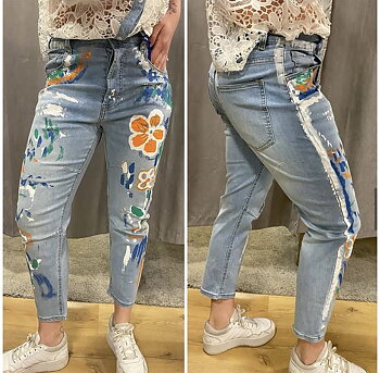 Jeans med målat tryck