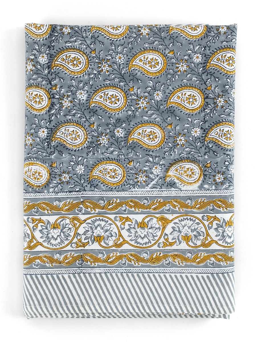 Chamois-bomullsduk-botanique paisley-blå - 2