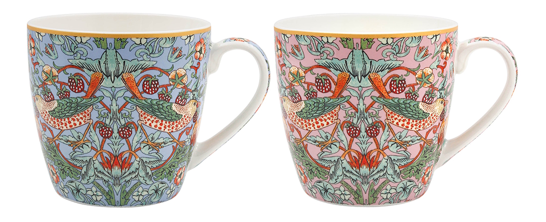 William Morris Strawberry Thief Mix - 2-pack frukostmuggar i presentkartong
