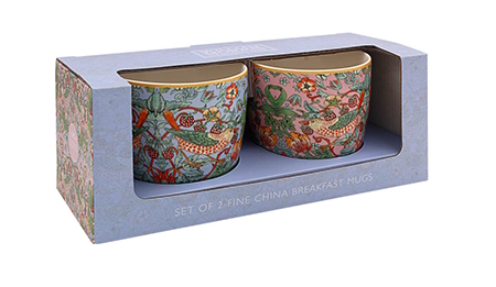 William Morris Strawberry Thief Mix - 2-pack frukostmuggar i presentkartong - 2