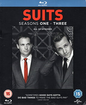 Suits - Seasons 1 - 3 (ej svensk text) (Pappfodral är lite skadat) (Blu-ray) (Begagnad)