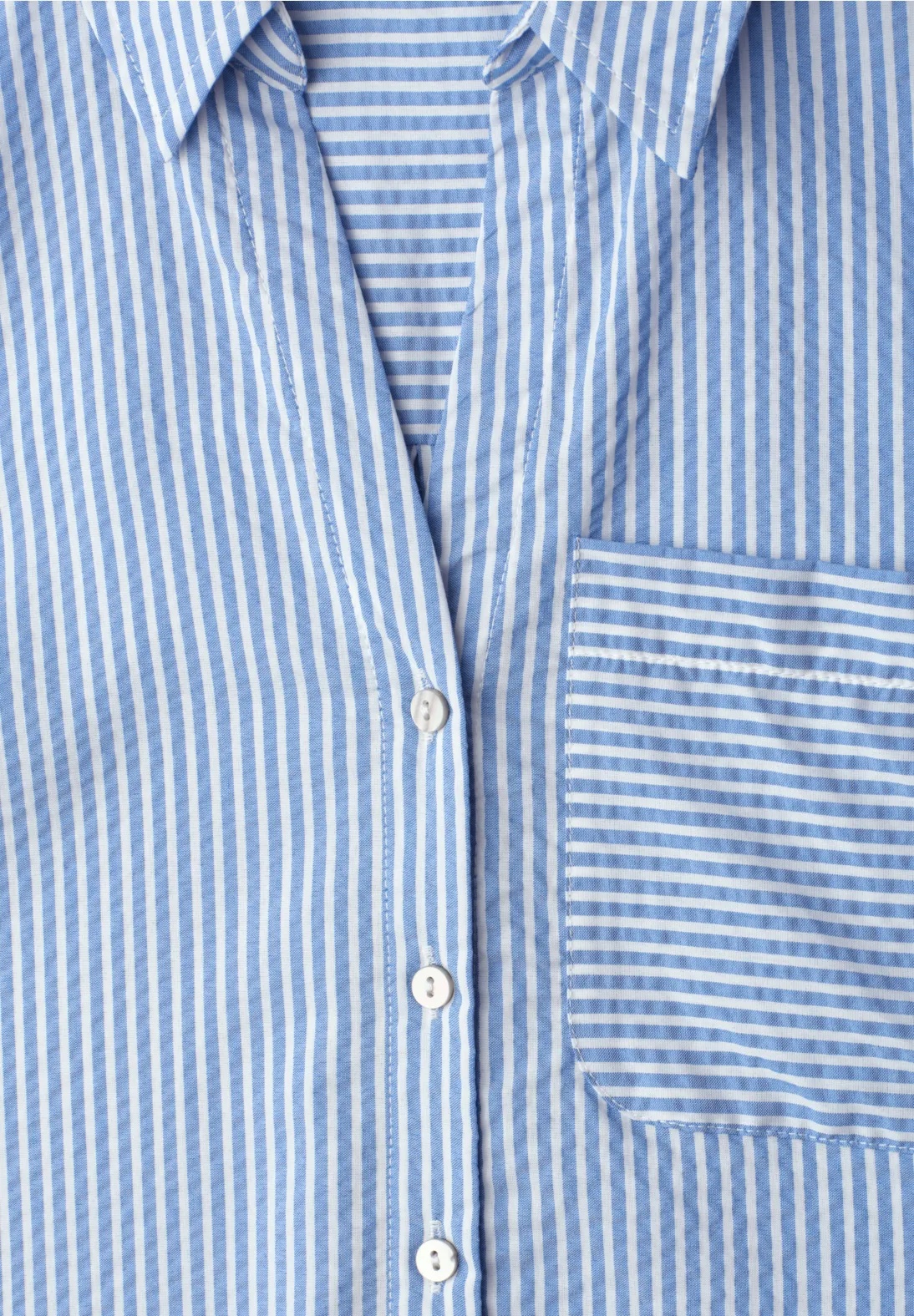 Striped Buttoned Shirtcollar Blouse - Original Blue - Street One - 5