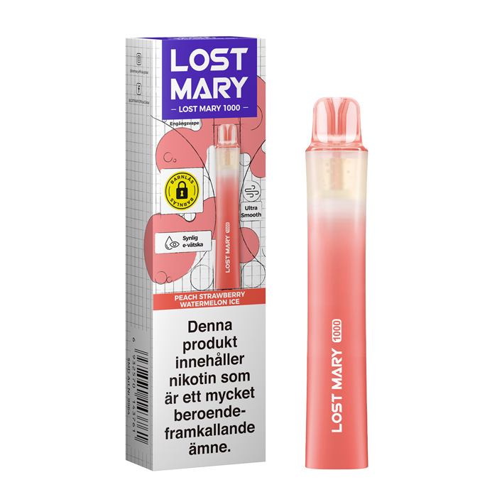 Lost Mary – Peach Strawberry Watermelon Ice (billigare i fysisk butik)