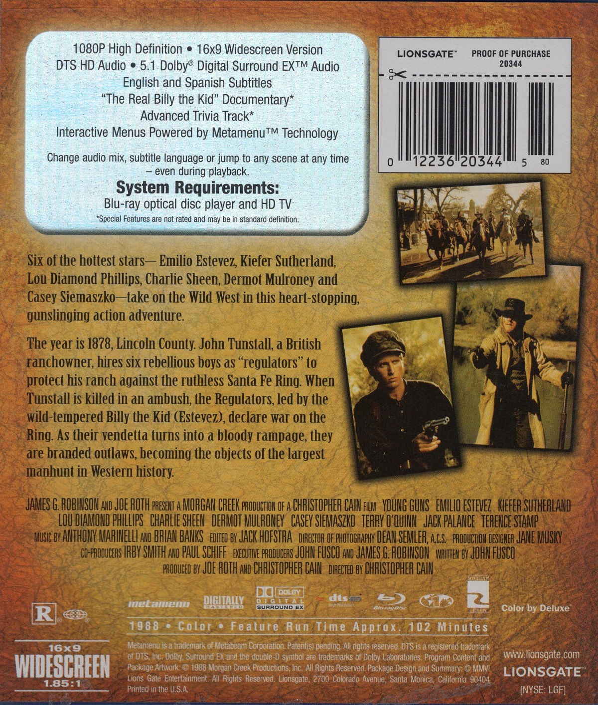 Young Guns (ej svensk text) (Blu-ray) (Begagnad) - 2