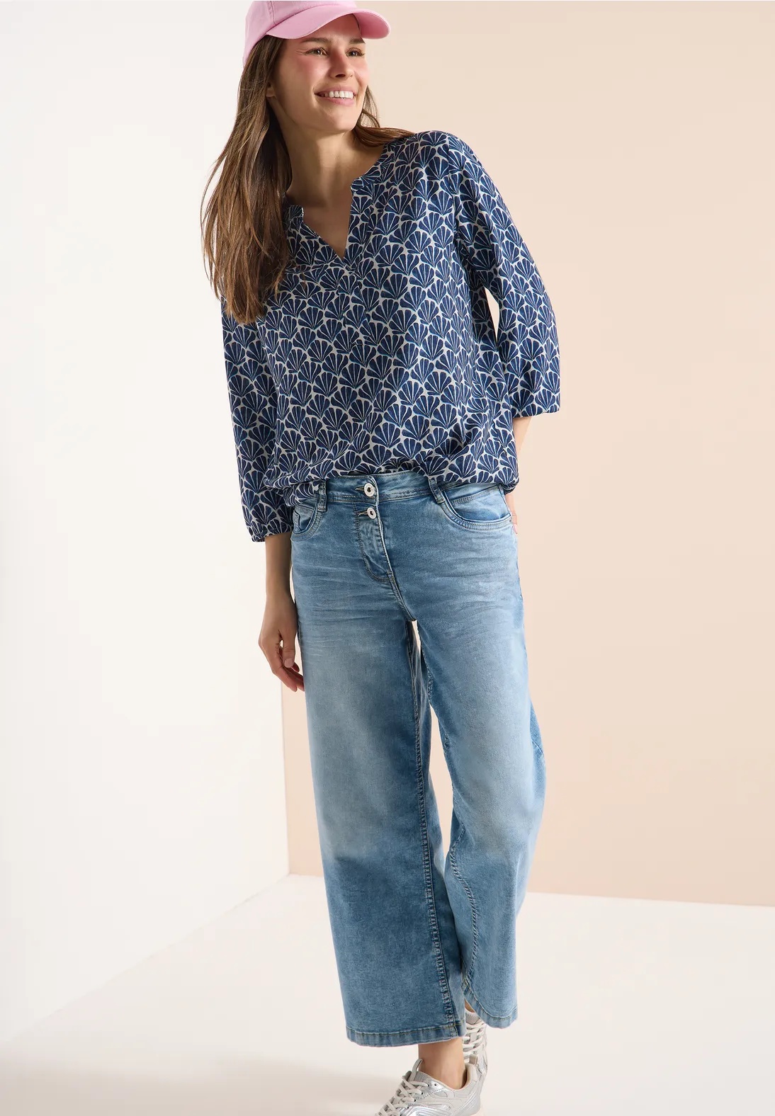 AOP Lurex Blouse - Universal Blue - Cecil - 3