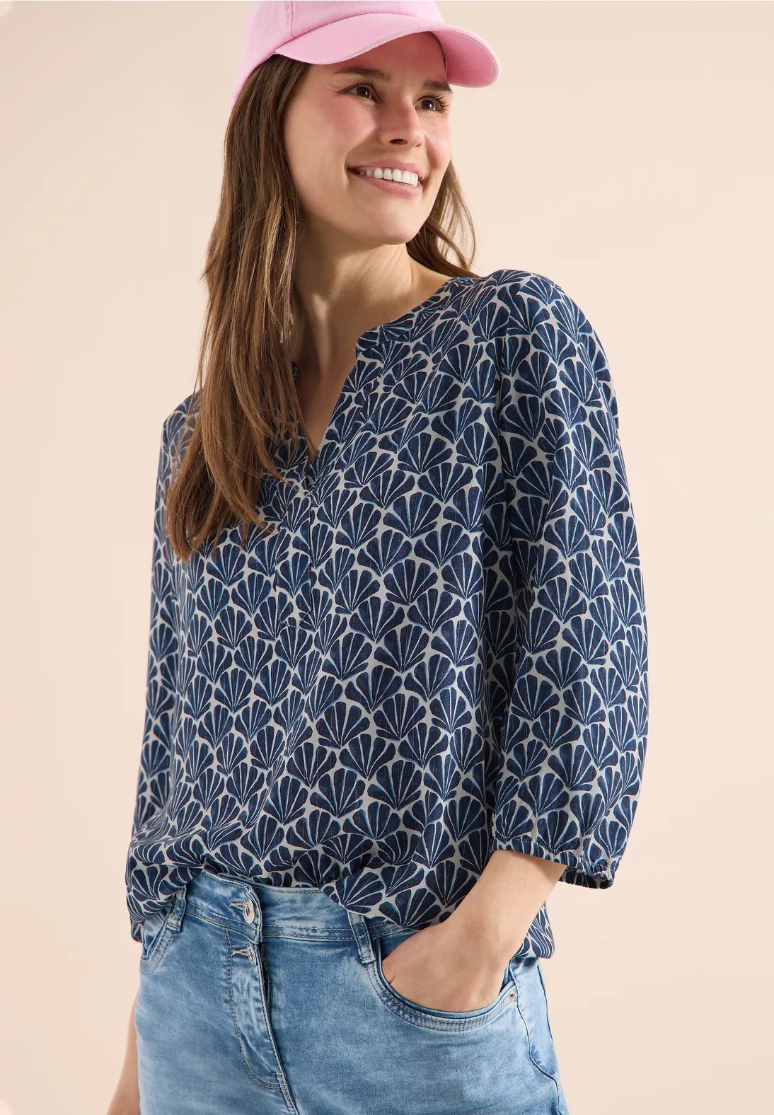 AOP Lurex Blouse - Universal Blue - Cecil