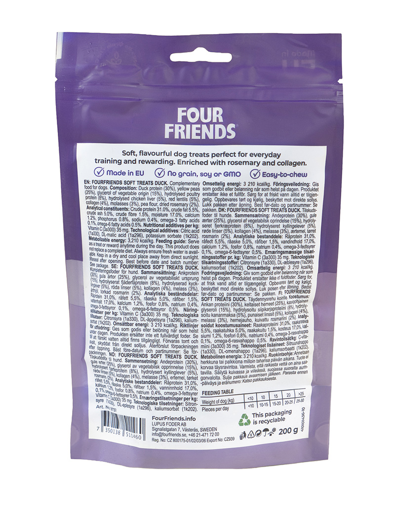 Four Friends Soft Treats Duck 200g - 2