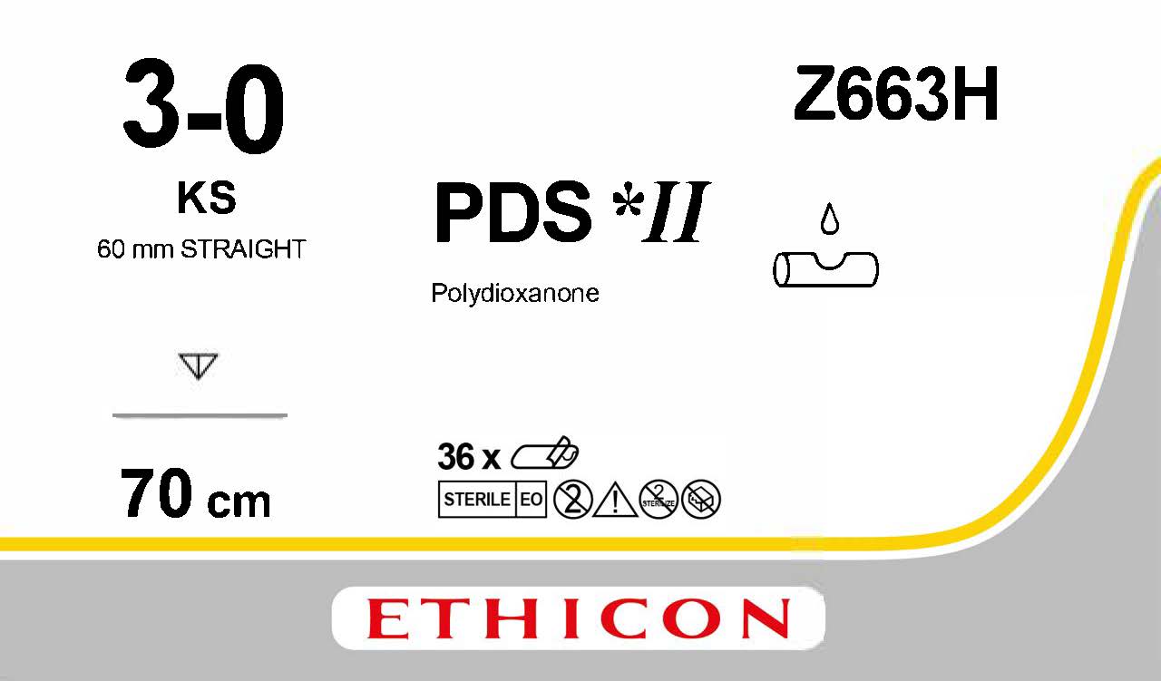 PDS II suture 3-0,  Z663H, KS 70 cm undyed 36 pcs