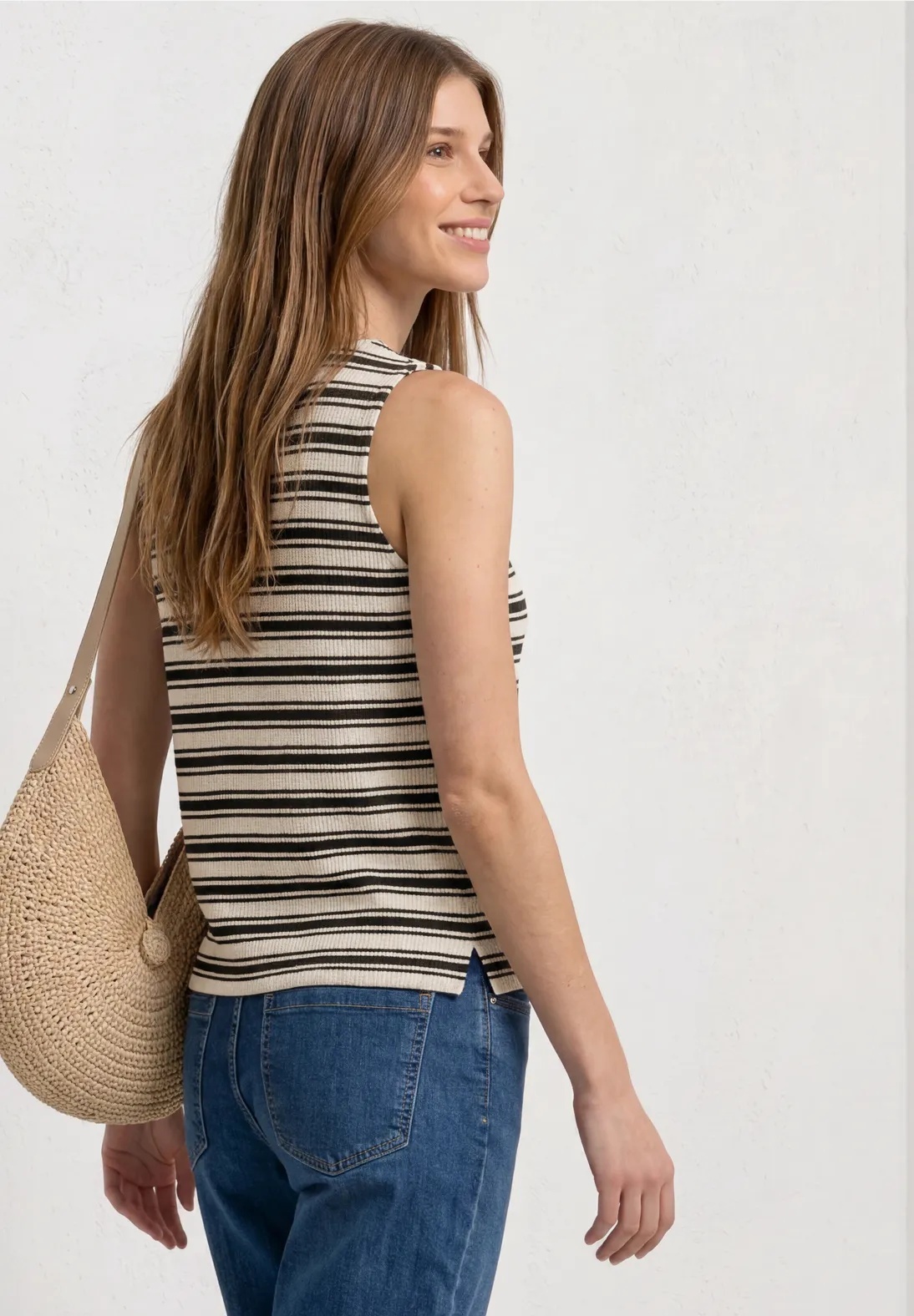 Knit Look Stripe Top - Black - Street One - 3
